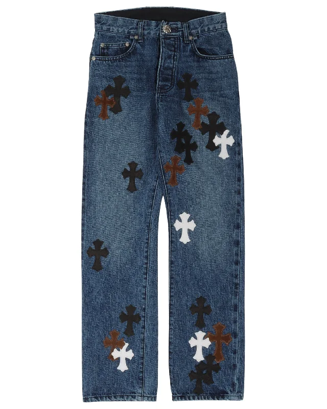 Relaxed Fashion Denim w/ 35 Cross Patches