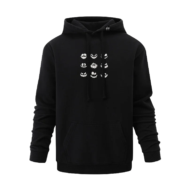 Trendy Layers Halloween Faces Embroidered Hoodie