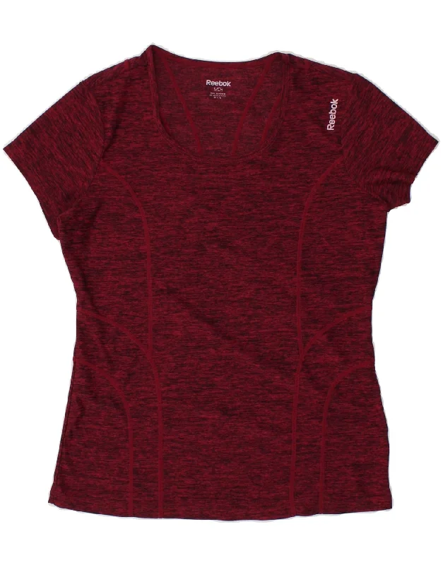 Urban Chic REEBOK Womens T-Shirt Top UK 10 Small Burgundy Flecked Polyester