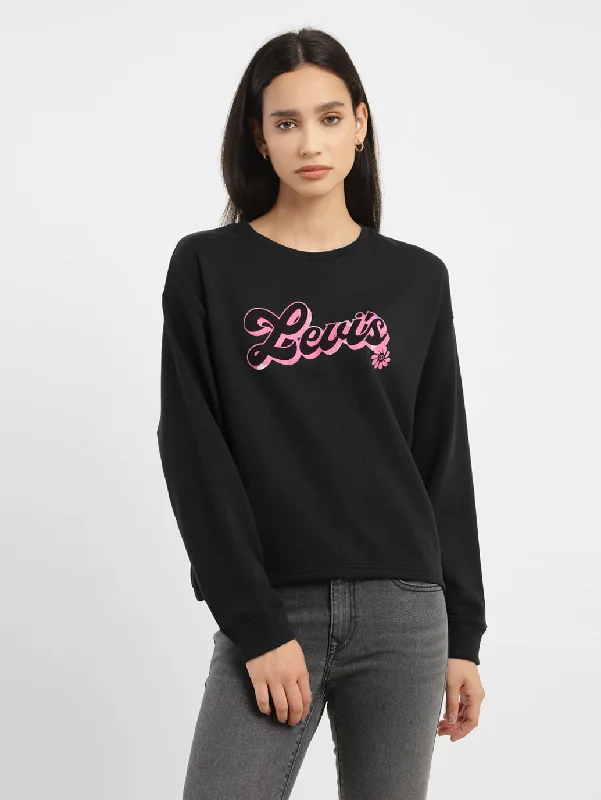 Cozy Fashion Trends Women's Brand Logo Crew Neck Sweatshirt