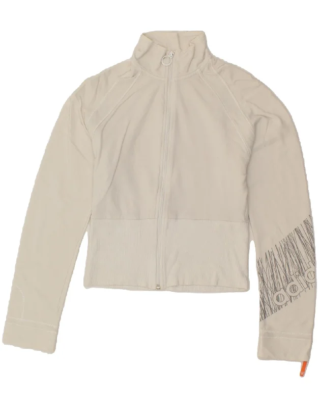 Relaxed Jackets ADIDAS Womens Graphic Crop Tracksuit Top Jacket UK 10 Small White Cotton Relaxed Jackets ADIDAS Womens Graphic Crop Tracksuit Top Jacket UK 10 Small White Cotton