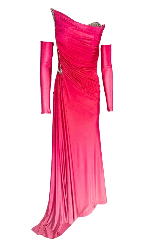 Soft Comfort Rhinestone Embellished Pink Ombre Gown