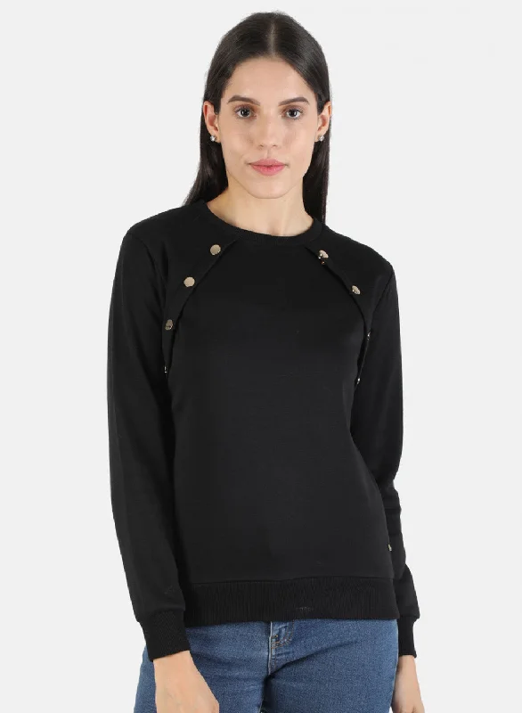 All-Day Style Women Black Solid Sweatshirt
