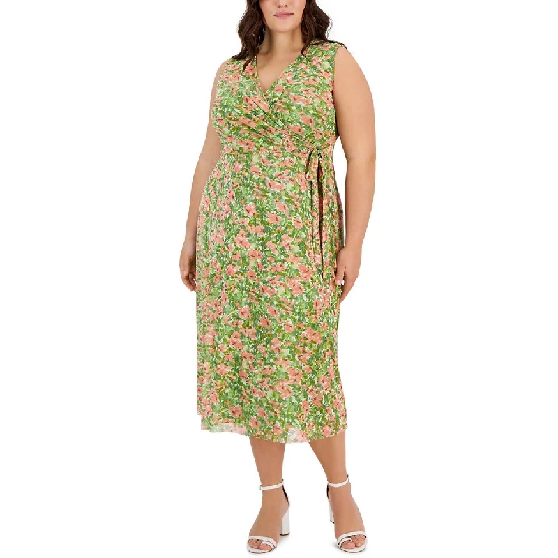 Urban Chic Anne Klein Womens Plus Side Tie Long Maxi Dress