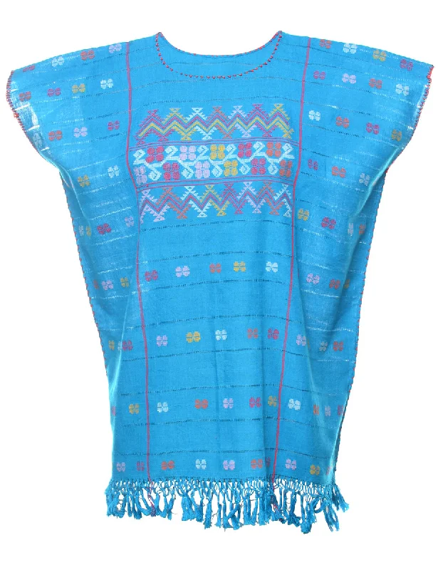 Casual Comfort Wear Blue Poncho - M