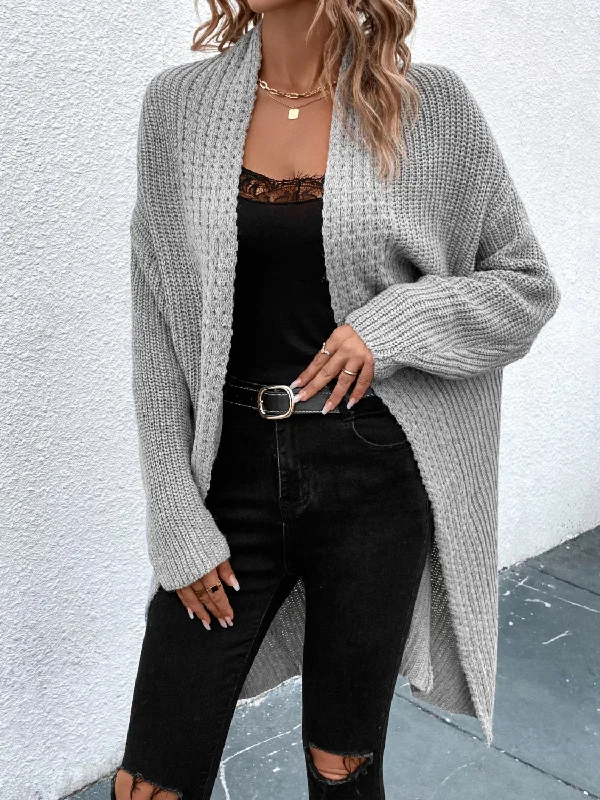 Simple Chic Open Front Dropped Shoulder Longline Cardigan