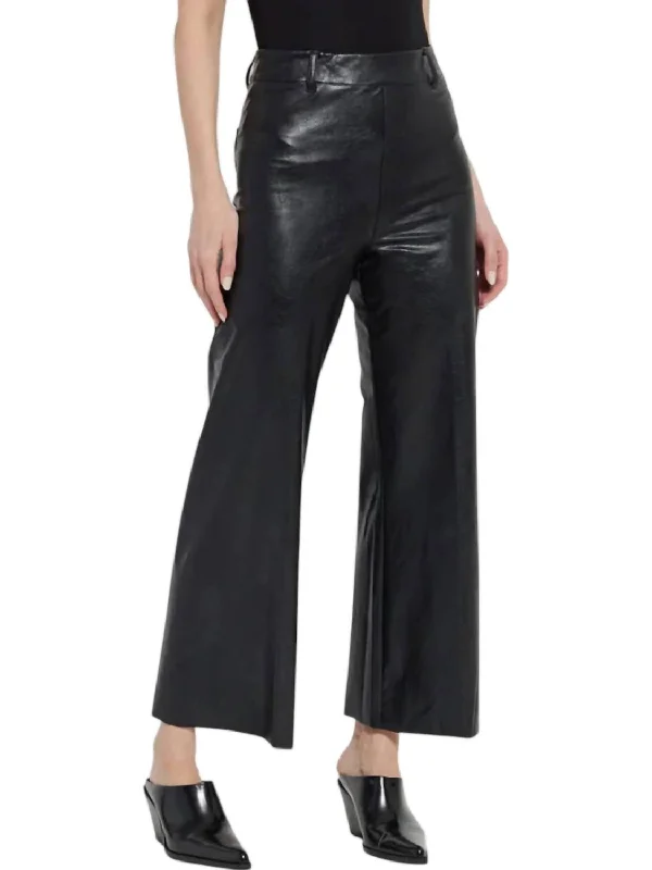 Trendy Looks Vegan Leather Wide Leg Pants In Black