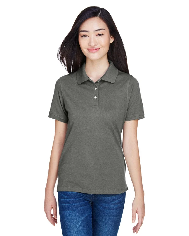 Relaxed Fashion Harriton Ladies Easy Blend Polo Shirt | Charcoal