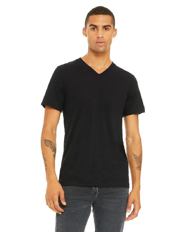 Cozy Fashion Bella+Canvas Unisex Triblend Short Sleeve V-Neck T-Shirt | Sld Blk Trblnd