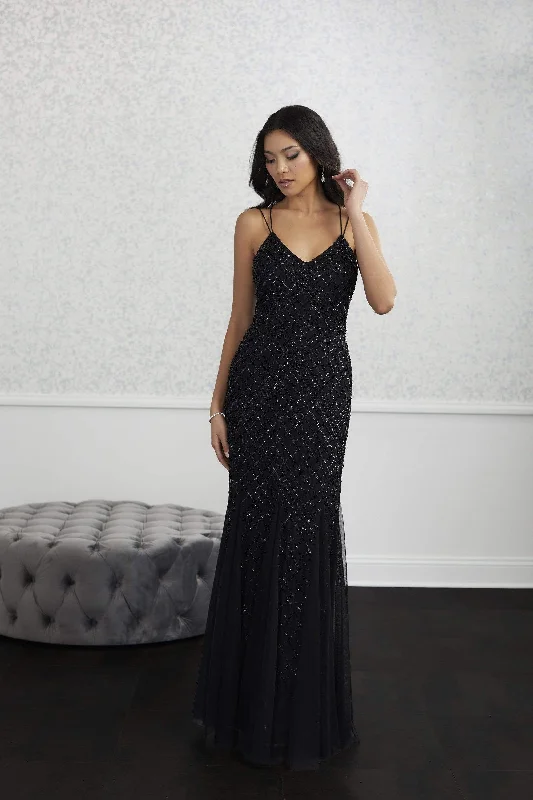 Smart Comfort Wear Adrianna Papell Platinum - 40225 Crosshatch Bead Pattern Trumpet Gown Smart Comfort Wear Adrianna Papell Platinum - 40225 Crosshatch Bead Pattern Trumpet Gown