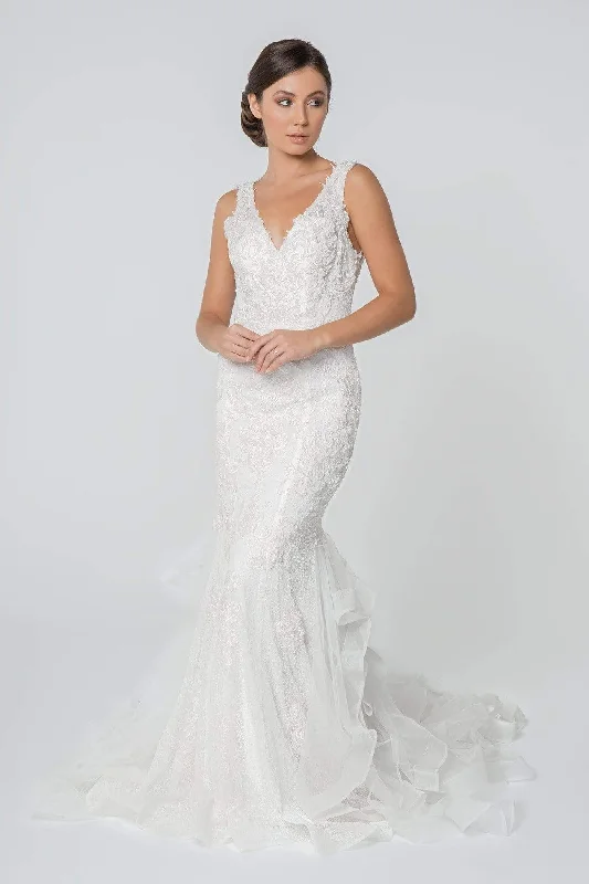 Elegant Dressing Elizabeth K - GL2814 Embroidered V-Neck Mermaid Bridal Gown