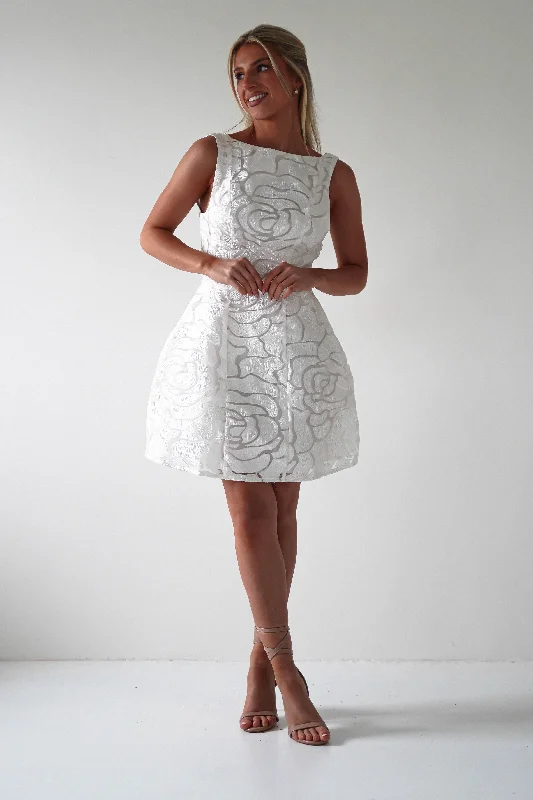 Stylish Fit Lanie Round Neck Mini Dress | White