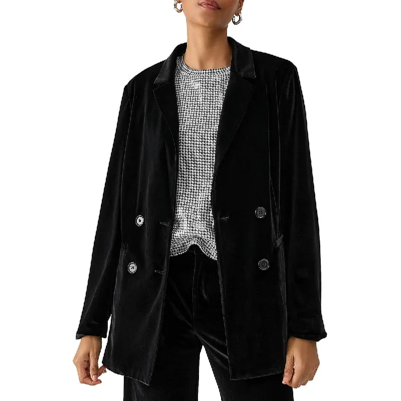 Smart Comfort Wear Sanctuary Womens Velvet Long Sleeve Double-Breasted Blazer