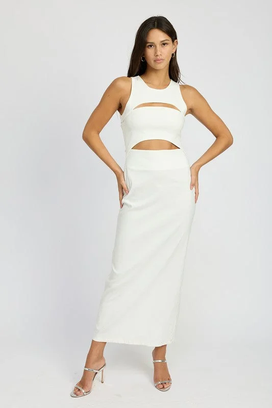 Sporty Comfort SLEEVELESS CUT OUT MIDI DRESS