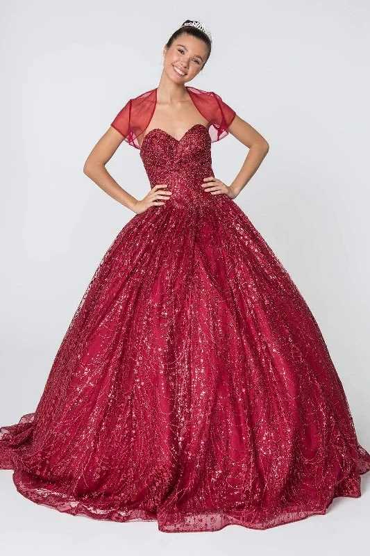 Cozy Footwear Elizabeth K - GL2804 Embellished Sweetheart Ballgown with Bolero
