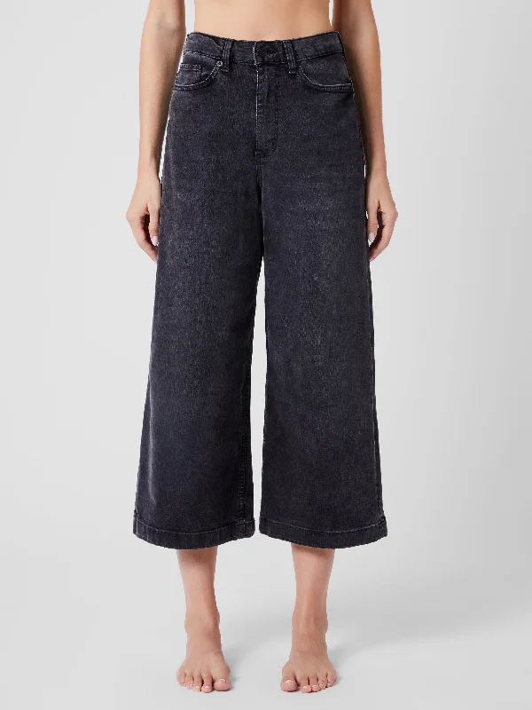 Trendy Layers Stretch Denim Wide Leg Culottes 25 Inch