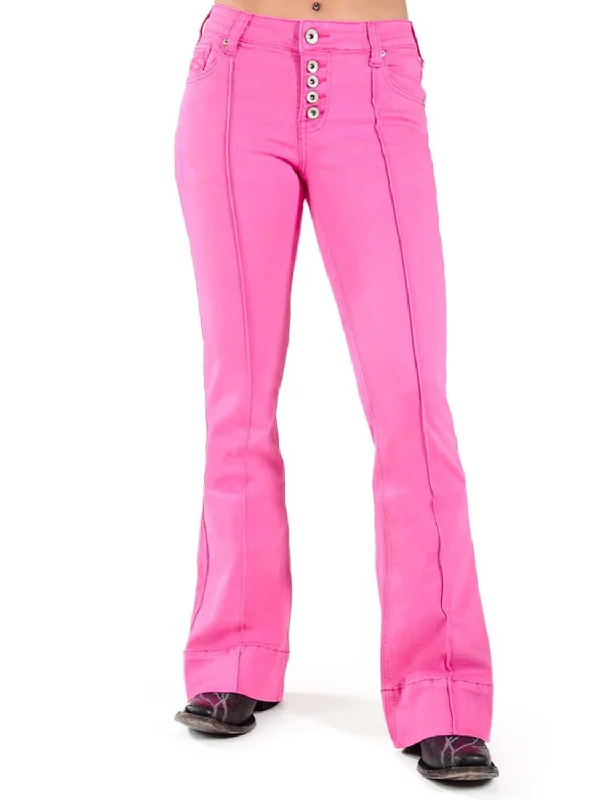 Relaxed Clothing Cowgirl Tuff Womens Trouser Hot Pink Cotton Blend Jeans