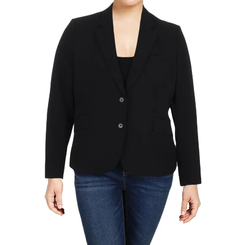 Timeless Style Anne Klein Womens Solid Textured Two-Button Blazer