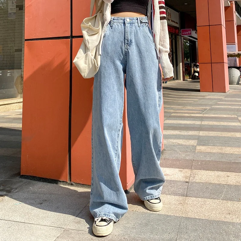 Casual Comfort Woman Jeans - High Waist Clothes Wide Leg Denim Clothing Blue Street wear Vintage Quality 2020 Fashion Harajuku Straight Pants Casual Comfort Woman Jeans - High Waist Clothes Wide Leg Denim Clothing Blue Street wear Vintage Quality 2020 Fashion Harajuku Straight Pants