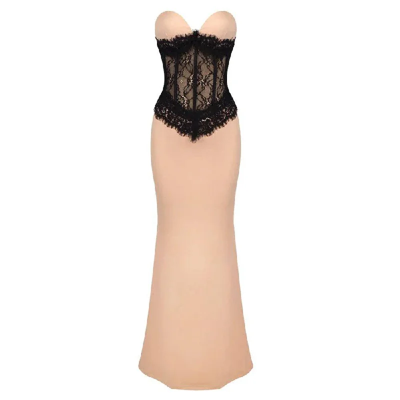 Casual Comfort Wear Jade Strapless Bustier Lace Corset  Maxi Dress