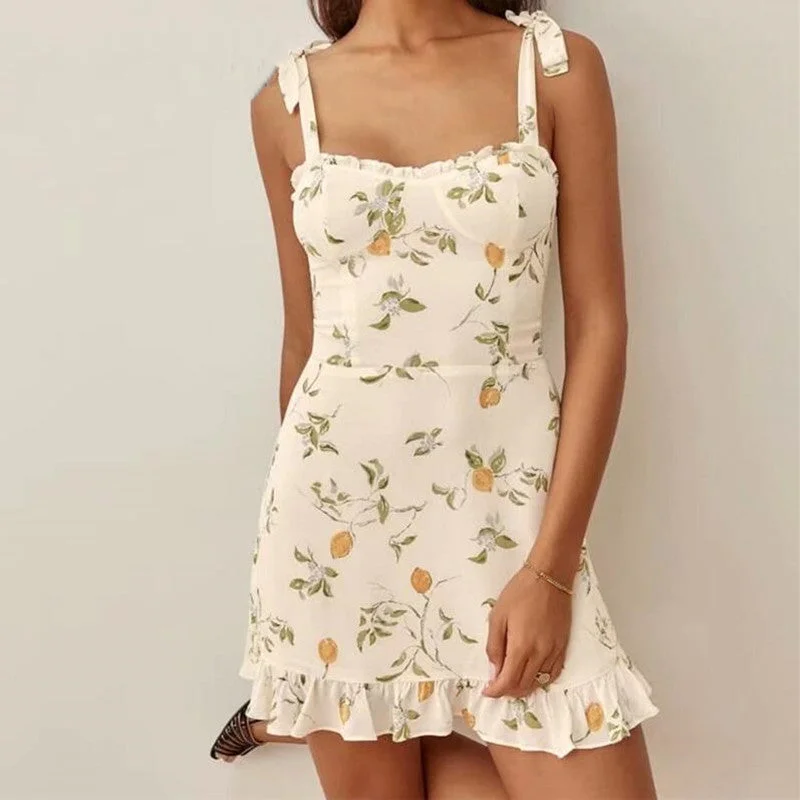 Comfortable Jeans Donna Summer Vintage Grass Flower Print Mini Dress