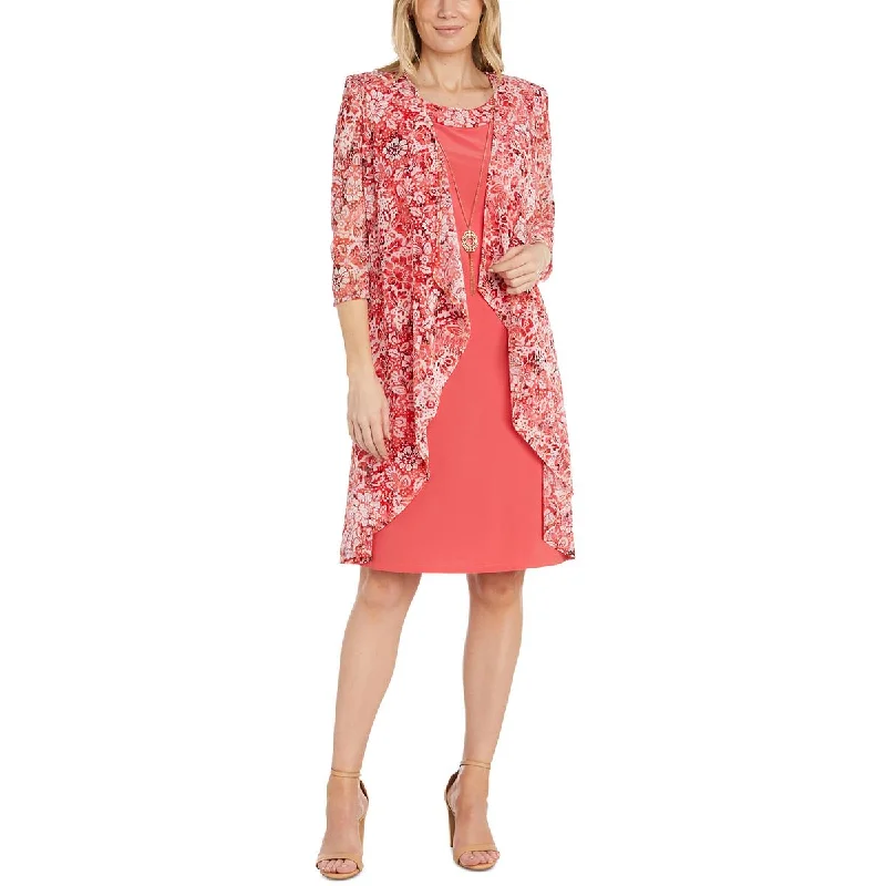 Soft Casuals R&M Richards Womens Textured Mesh Collarless Blazer