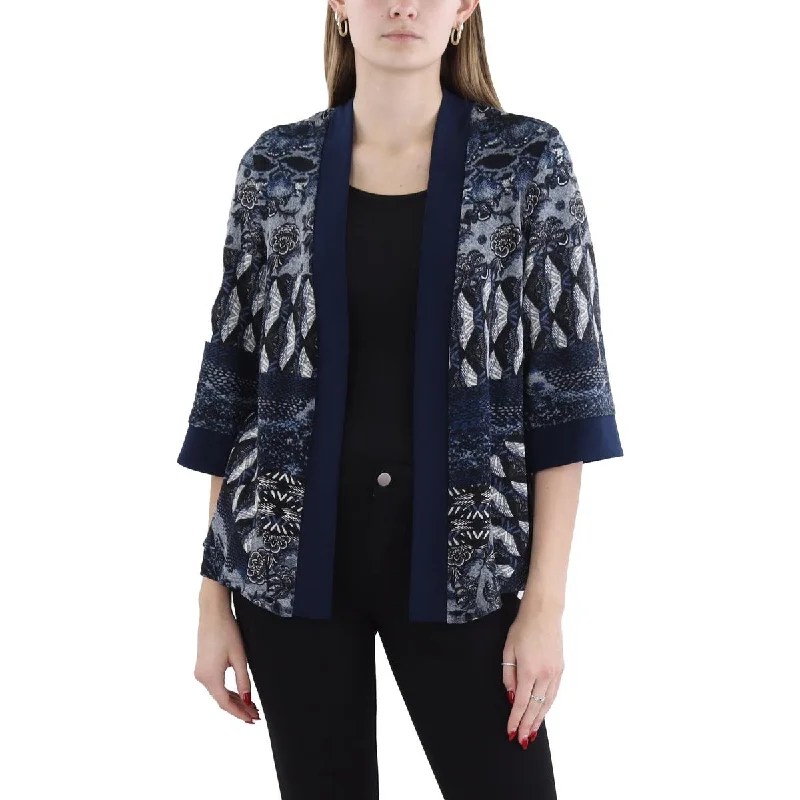 Casual Fit R&M Richards Womens Petites Printed  Collarless Blazer