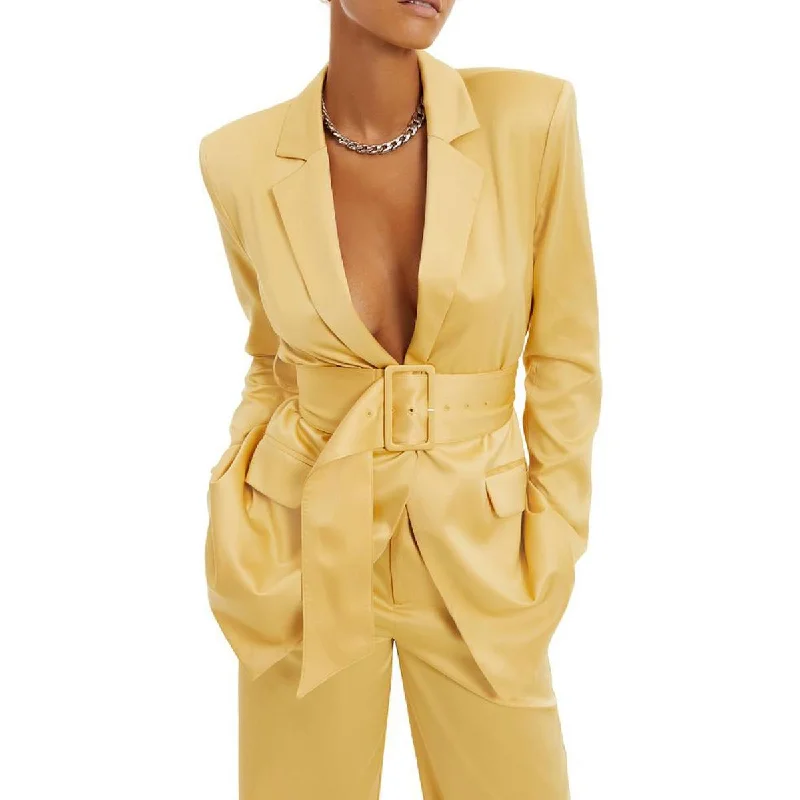 Simple Looks Danielle Bernstein Womens Satin Professional One-Button Blazer