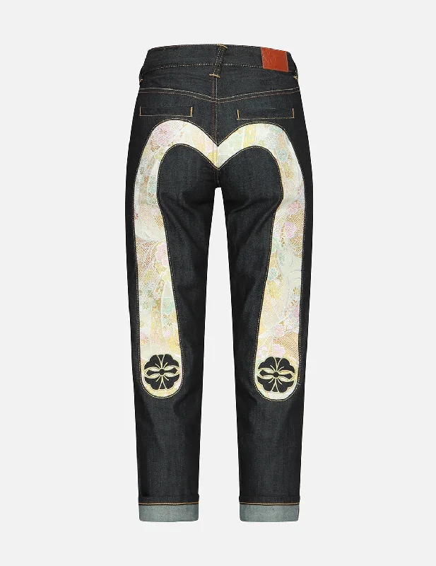 Casual Comfort Wear Brocade Inserted Daicock and Kamon Relax Fit Jeans