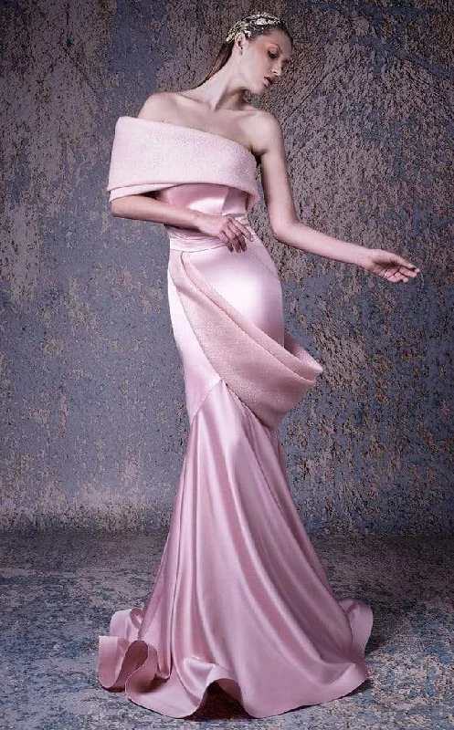 Casual Chic Outfits MNM Couture - G1038 One Off Shoulder Drape Accent Mermaid Gown