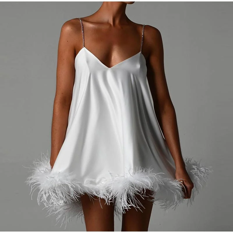 Comfortable Sweaters Melissa Sexy Feather Camisole Dress