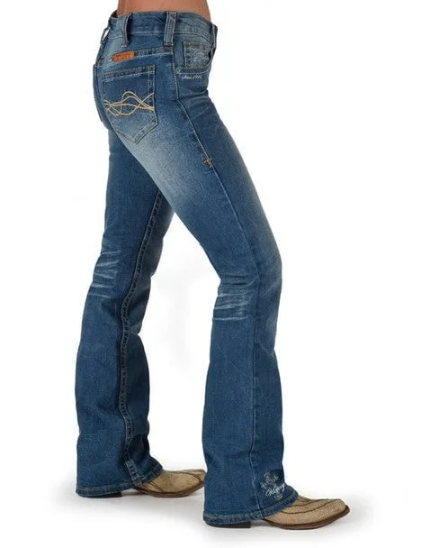 Cozy Fashion Trends Cowgirl Tuff Womens Lisa's Legacy Classic Medium Wash Cotton Blend Jeans