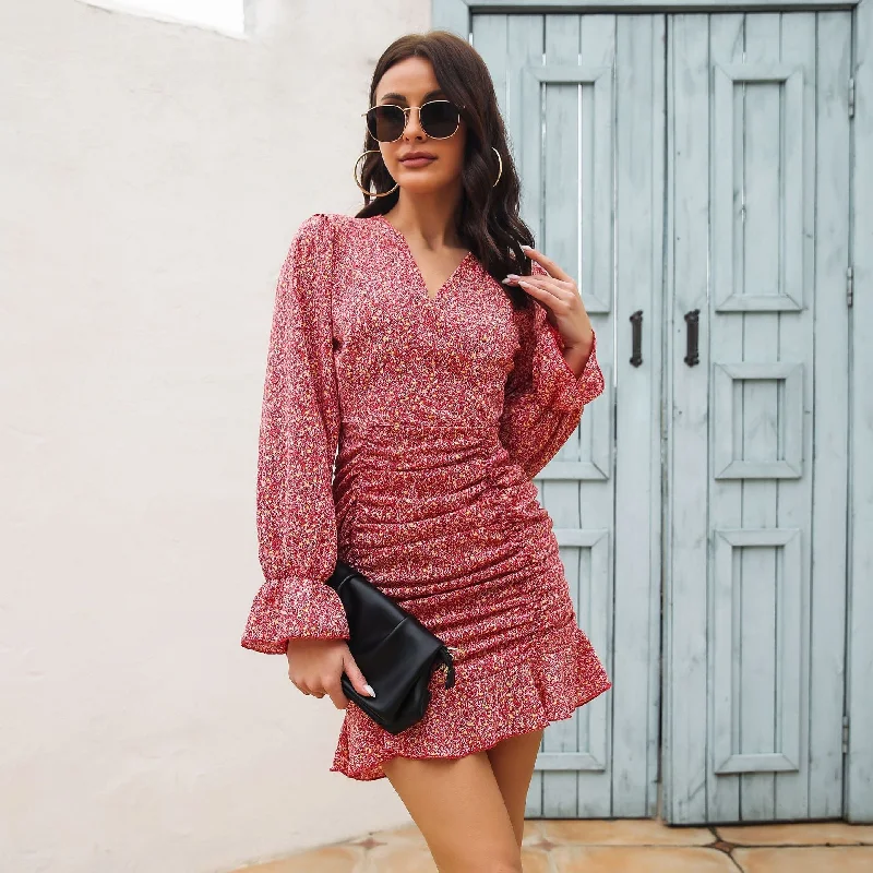 Cozy Chic Trends Chanler Floral Adjustable Balloon Sleeve Dress - FINAL SALE