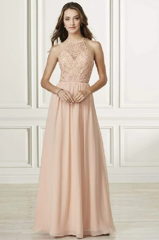 Cozy Knits Adrianna Papell Platinum - 40175 Lace Halter Chiffon A-line Dress
