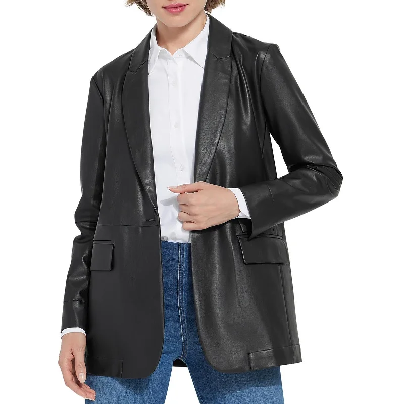 Easy-to-Wear Lysse Womens Faux Leather Wear to work One-Button Blazer