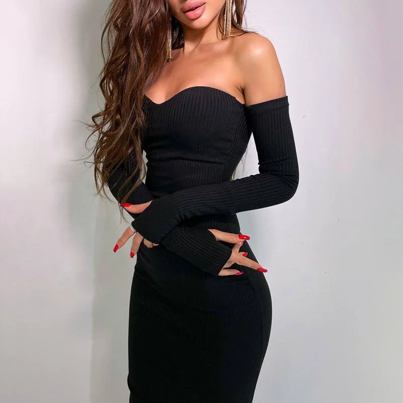 Soft Textures Aimee Strapless Knitted Midi Dress