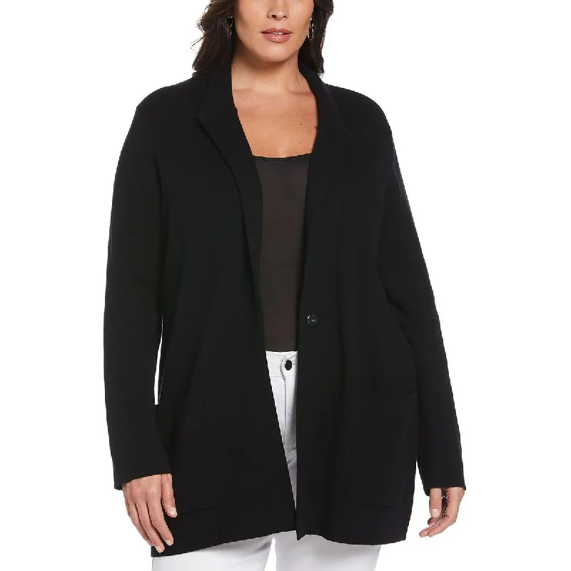 Casual Ease Rafaella Womens Plus Knit Work Wear One-Button Blazer