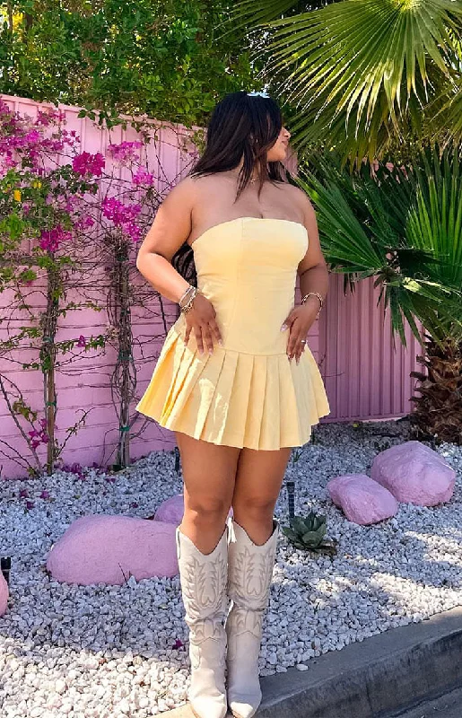 Cozy Fashions Good Days Yellow Strapless Mini Dress