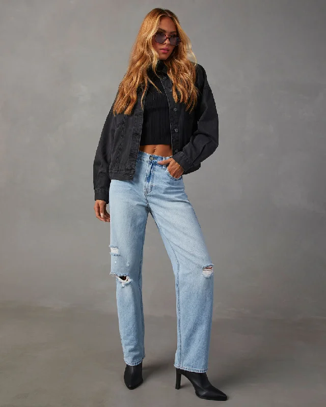 Soft Feel Sadine Distressed High Rise Straight Jeans