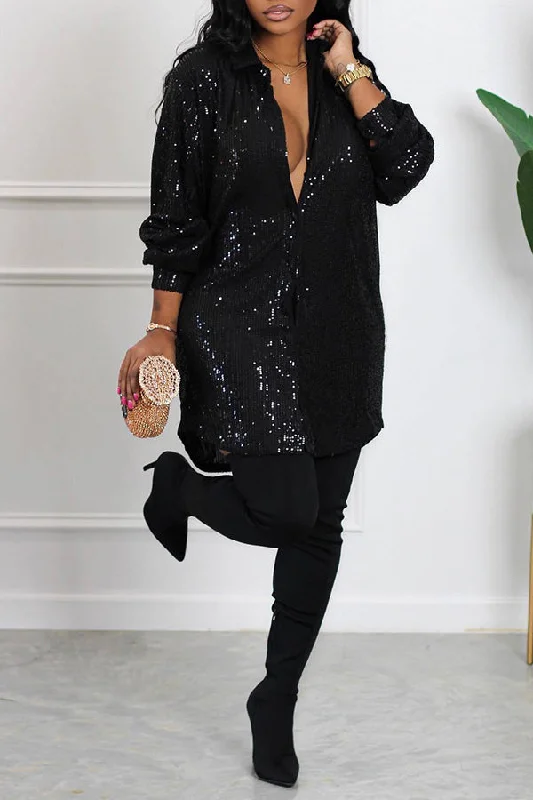 Soft Feel Stylish Party Shiny Sequins Dress