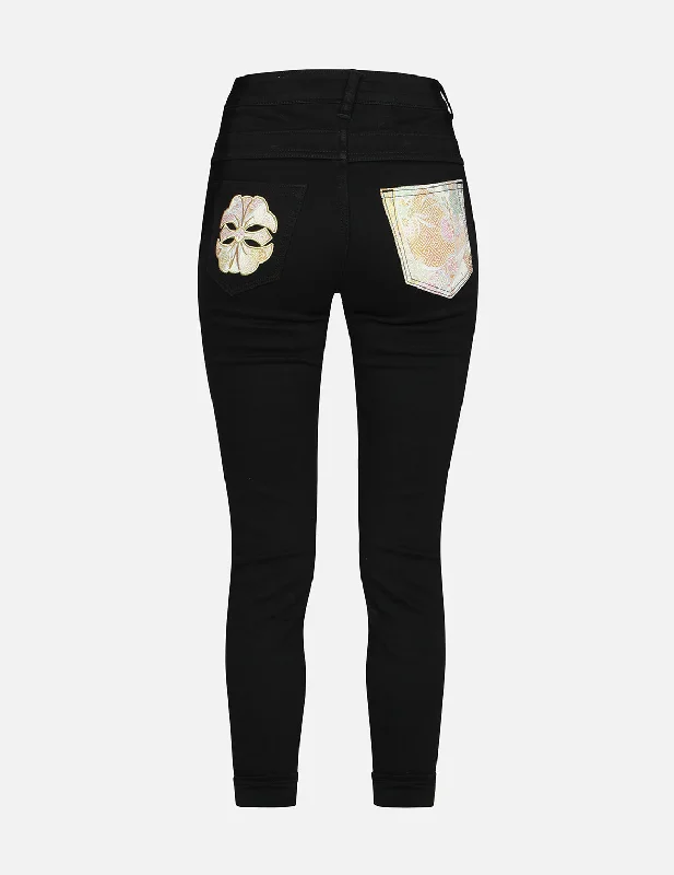 Stylish Casuals Brocade Kamon and Floral Flow Skinny Fit Jeans