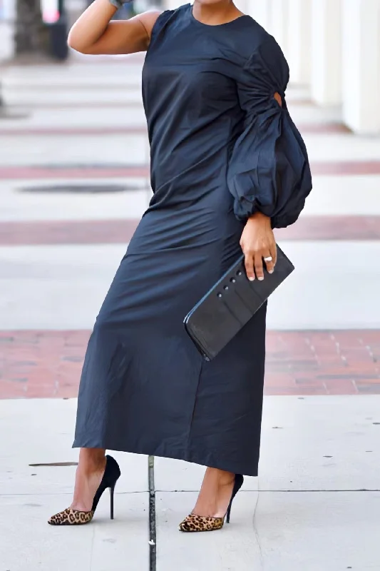 Versatile Casuals Chic Drawstring Detail One Shoulder Dress