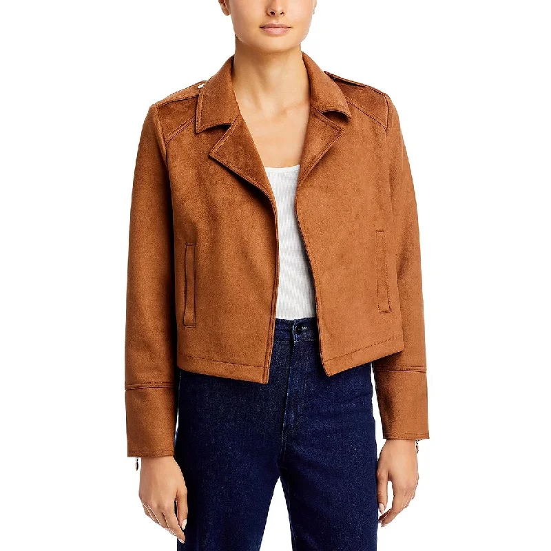 Weekend Comfort Wear T Tahari Womens Moto Collared Open-Front Blazer