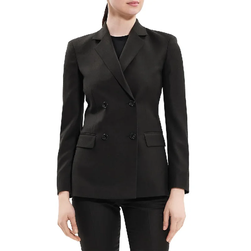 All-Day Style Theory Womens Solid Wool Two-Button Blazer