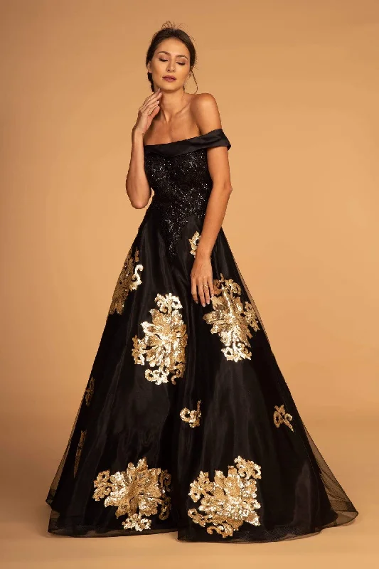 Comfy Chic Wear Elizabeth K - GL2542 Sequin Embellished Off-Shoulder Evening Gown