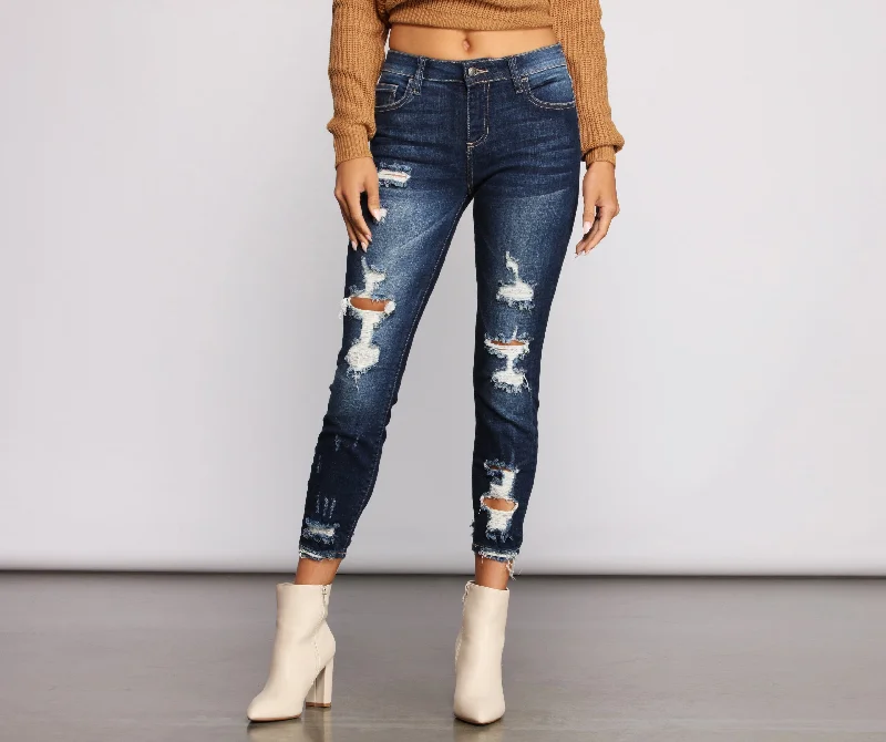 Comfortable Sweaters On Your Mind Distressed Cropped Skinny Jeans