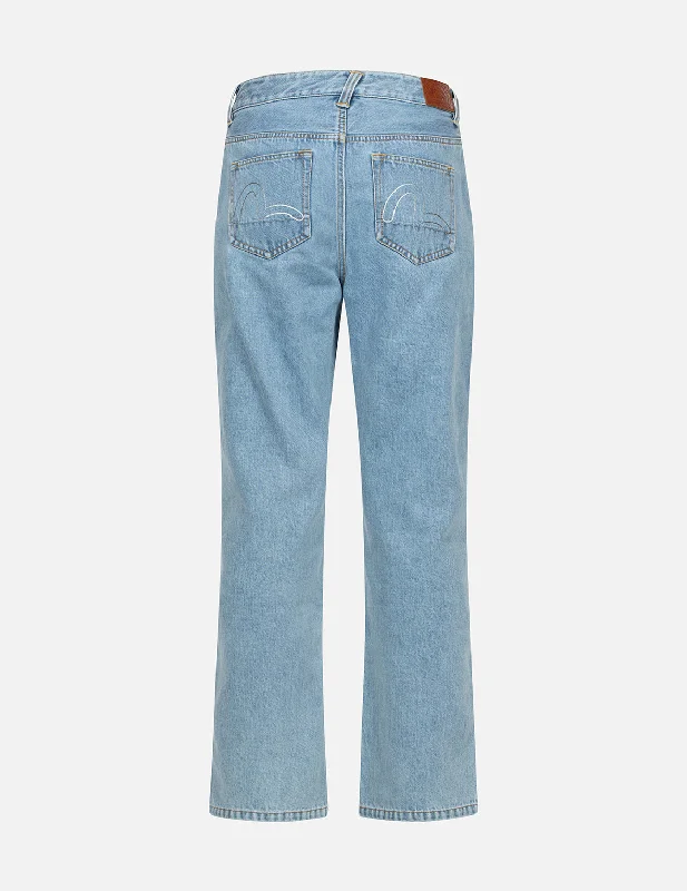 Soft Trends Crystal Embellished and Seagull Hollow-out Fashion Fit Denim Jeans