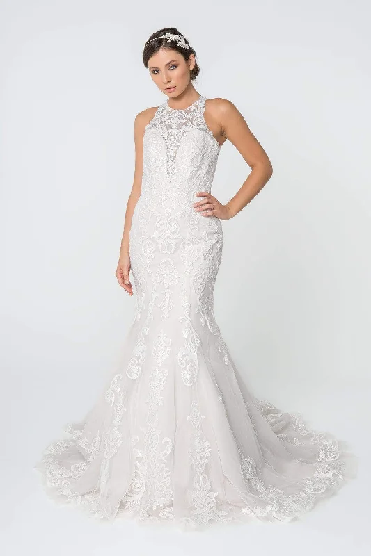 Light Dressing Elizabeth K - GL2818 Embellished Illusion Jewel Trumpet Bridal Dress Light Dressing Elizabeth K - GL2818 Embellished Illusion Jewel Trumpet Bridal Dress