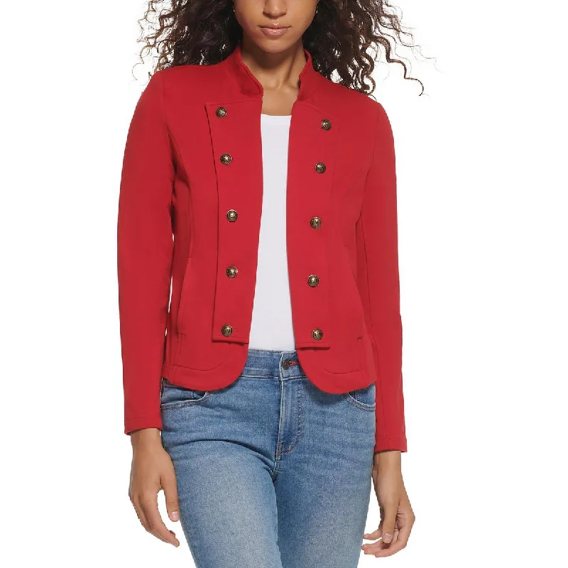 Soft Comfort Wear Tommy Hilfiger Womens Band Jacket Open Front Military Double-Breasted Blazer