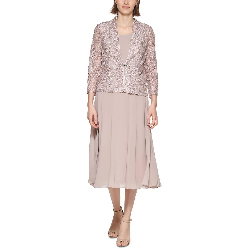 Elegant Dressing Jessica Howard Womens Soutache Lace One-Button Blazer